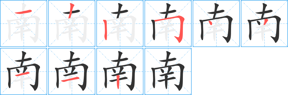 南字笔画写法