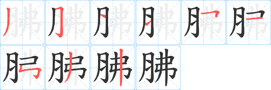 胇字笔画写法