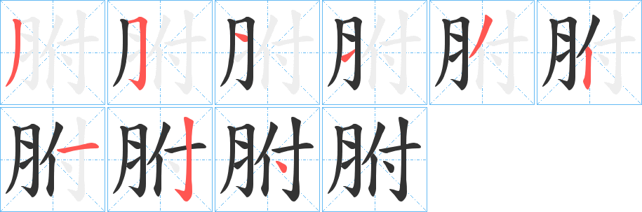 胕字笔画写法