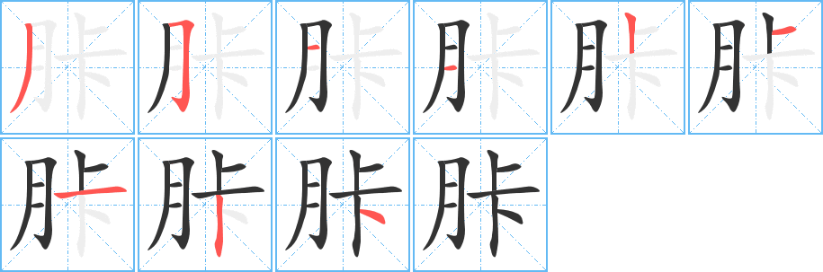 胩字笔画写法