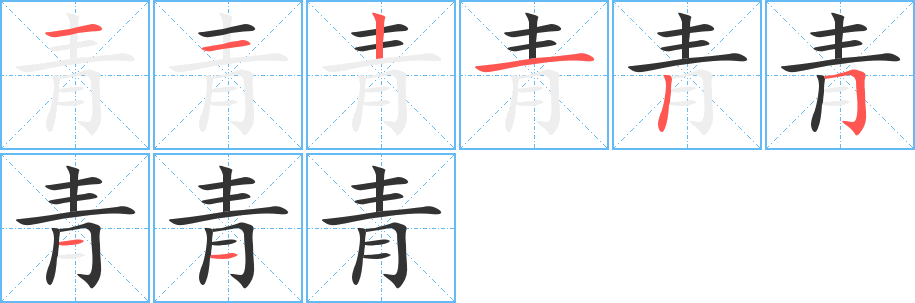 青字笔画写法