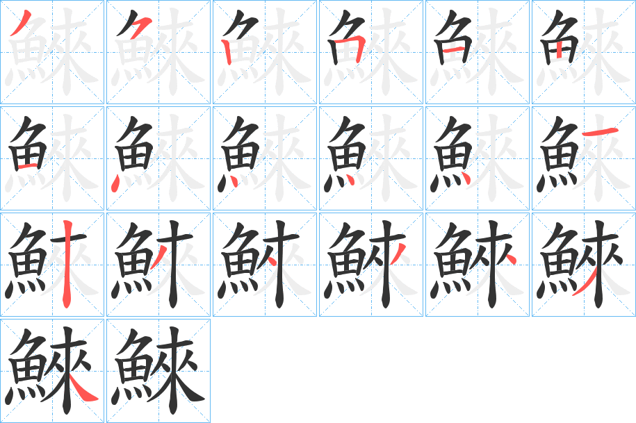 鯠字笔画写法