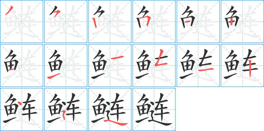 鲢字笔画写法